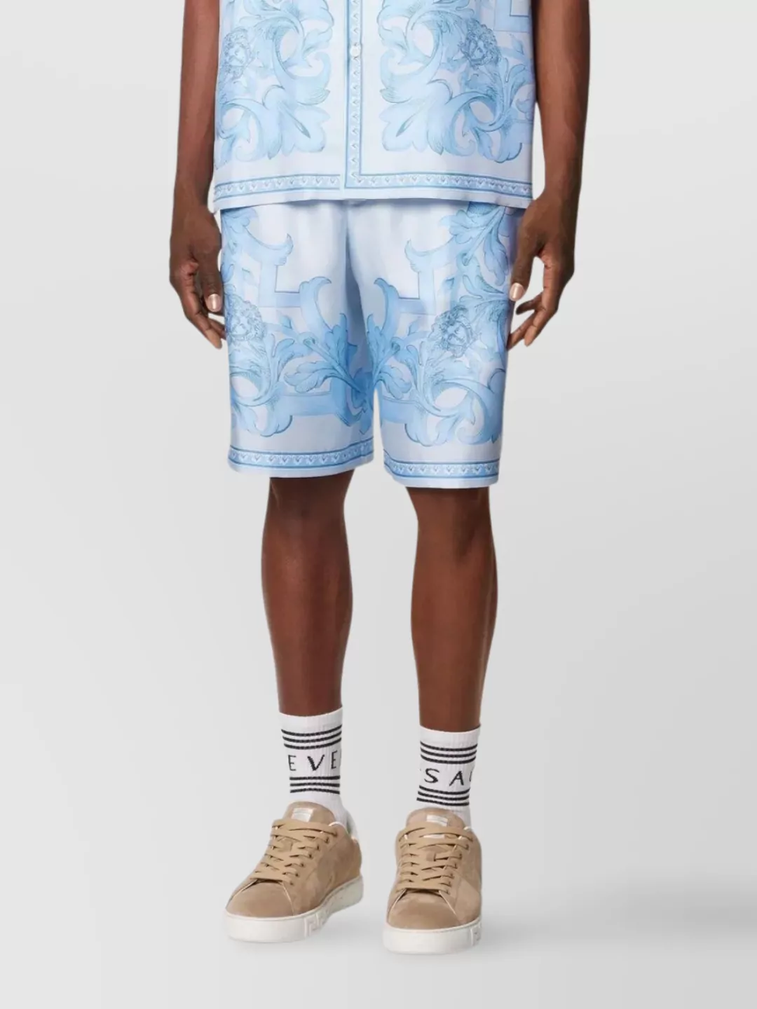 Versace Baroque Print Silk Twill Shorts