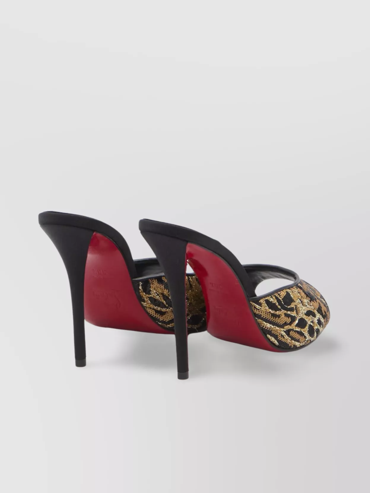 Christian Louboutin Z Mule Ocelot Sequin Embroidered Sandals