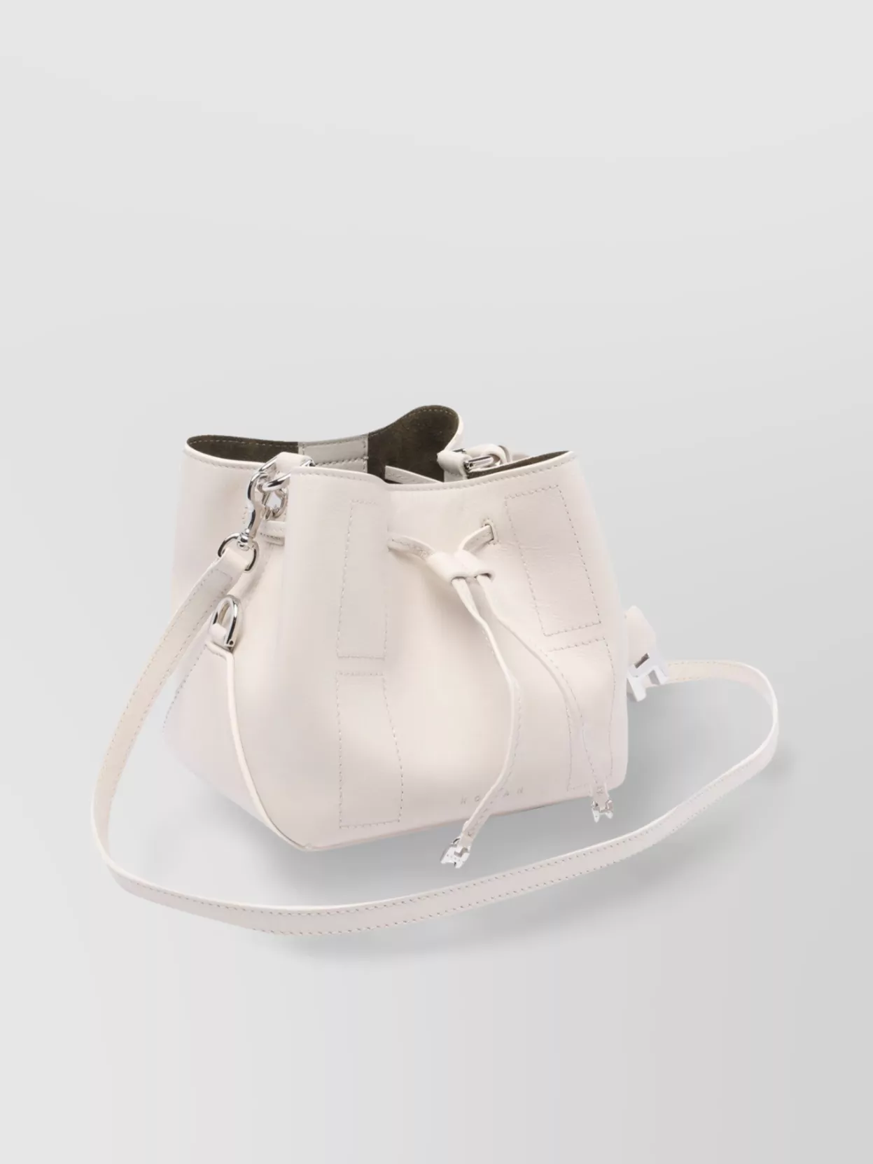 Hogan Mini Leather Bucket Bag With Metal Accents