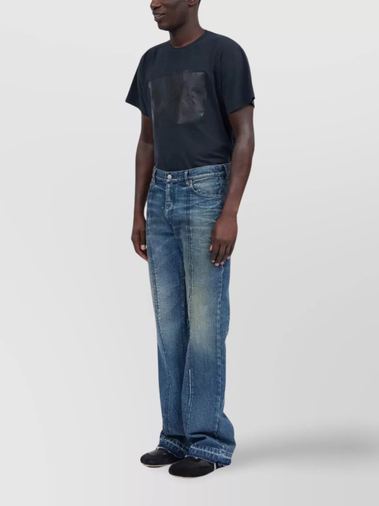 Mm6 Maison Margiela Distressed Denim Trousers With Belt Loops And Five Pockets