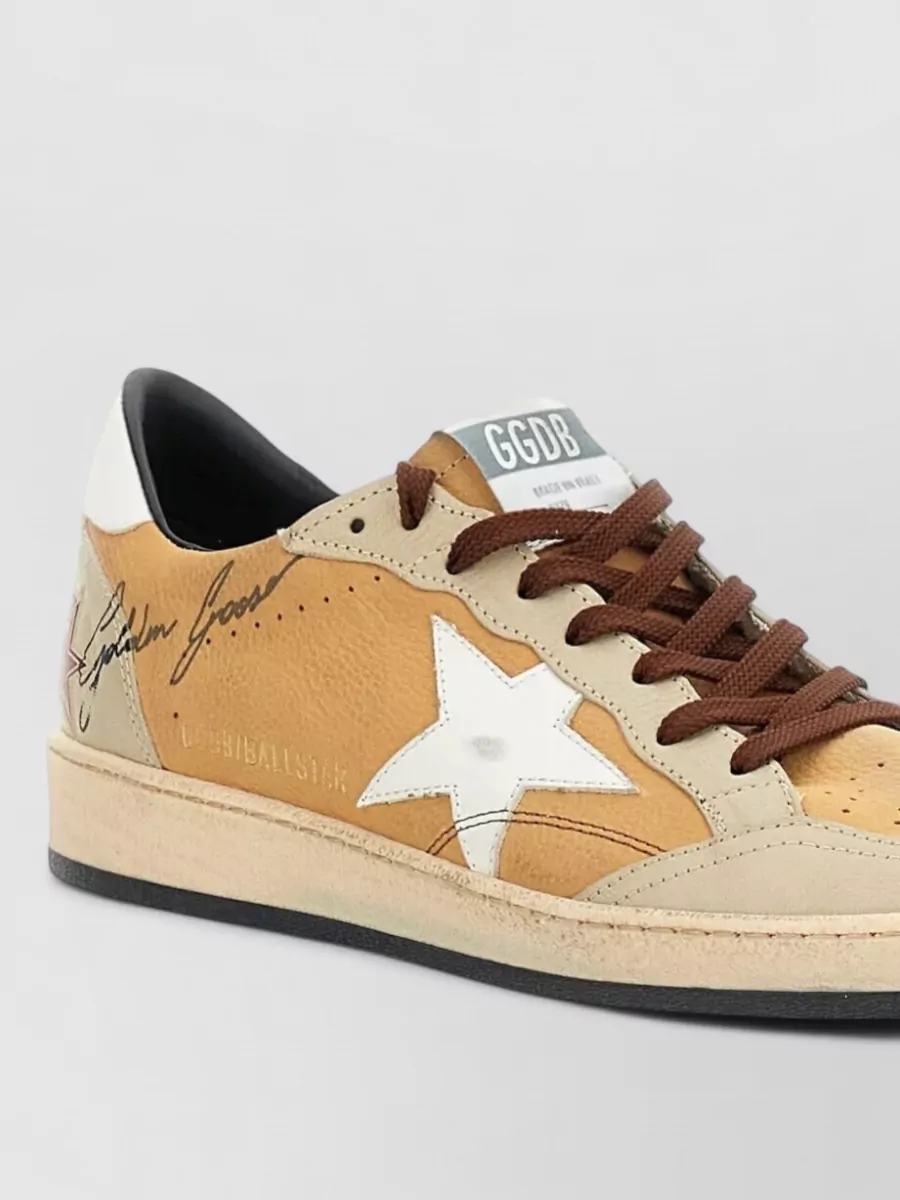 Golden Goose Leather Sneakers Star Patch Contrast Heel