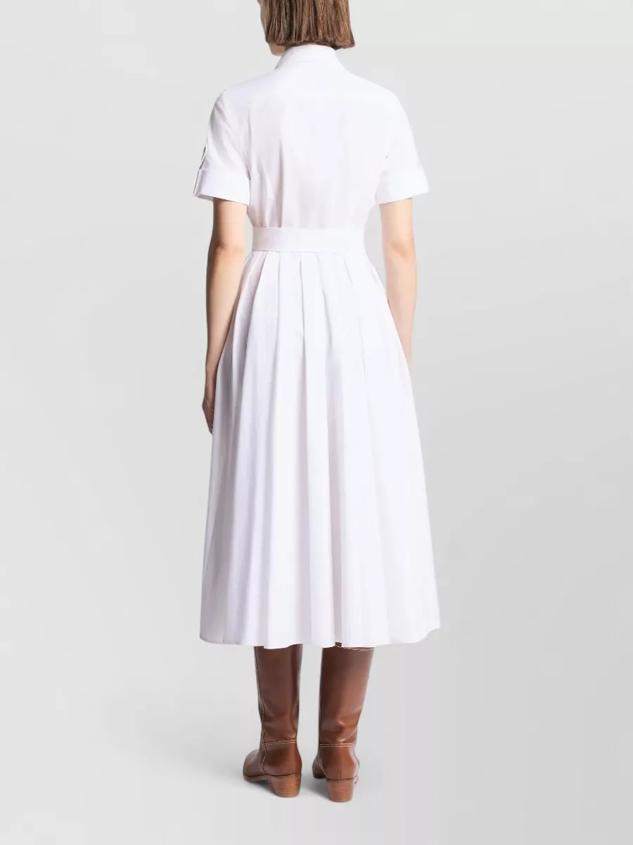 Fay Dress Belted Waist Pleated Skirt Short Sleeves