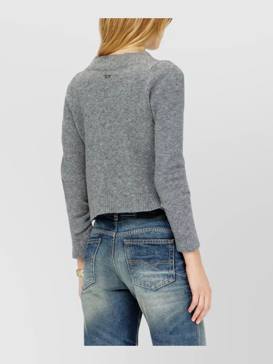 Diesel Wool Blend Asymmetric Draped Cropped Cardigan