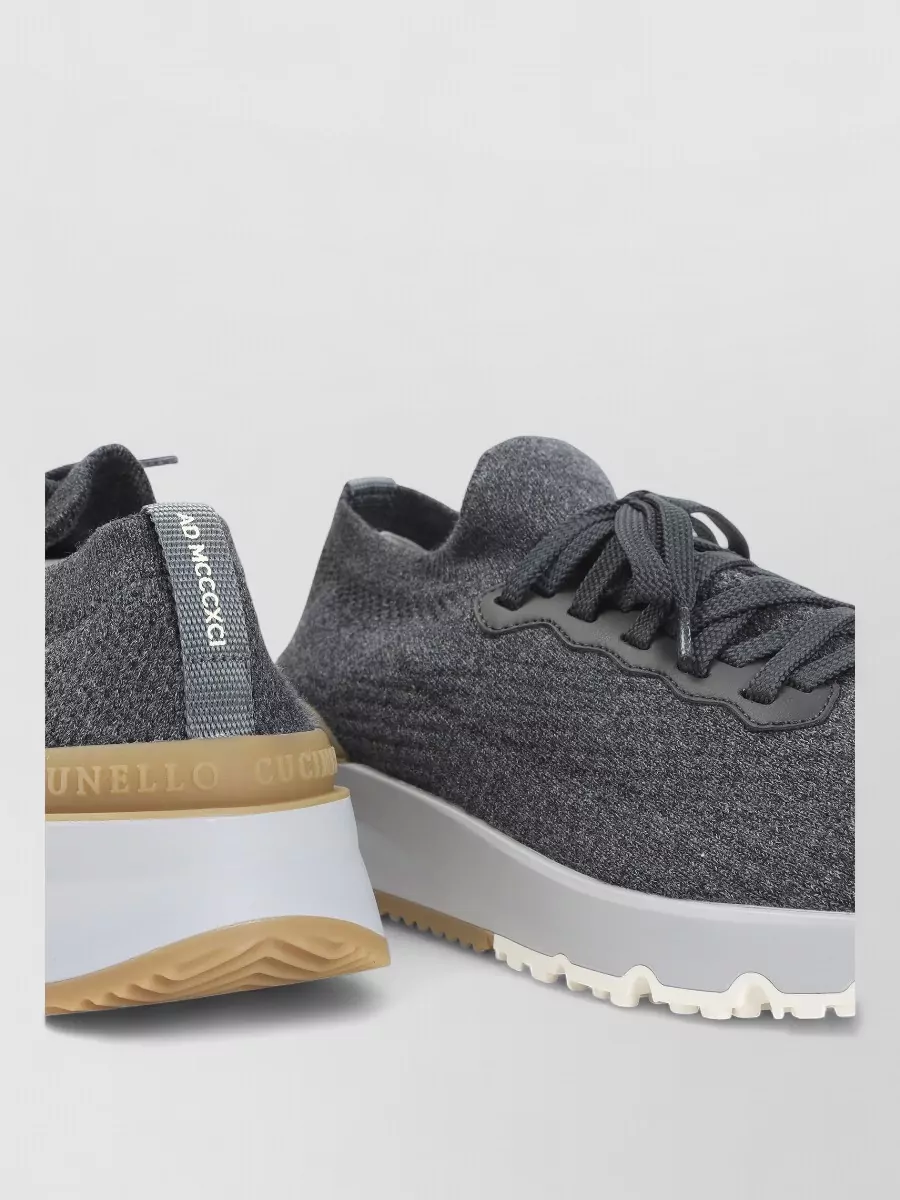 Brunello Cucinelli Cotton Knit Lace-Up Sneakers