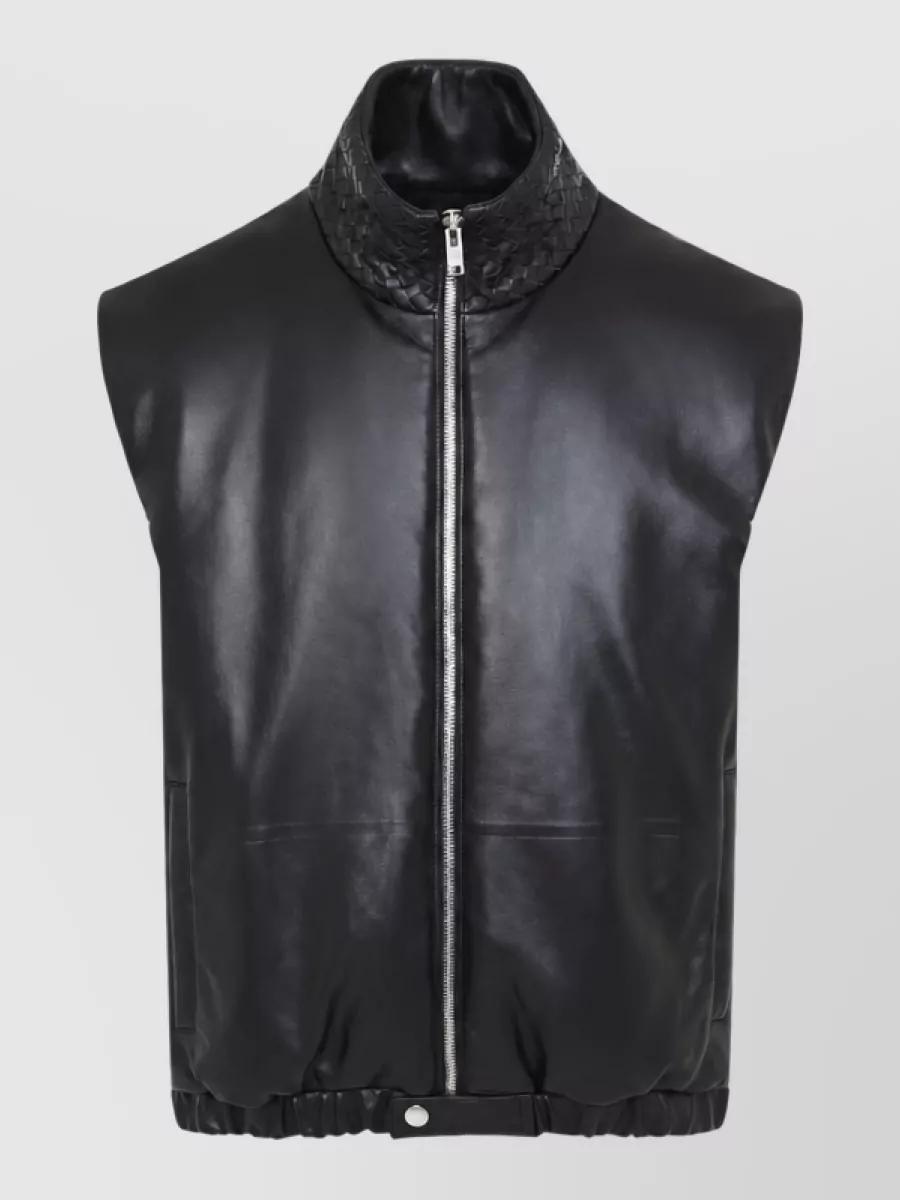 Bottega Veneta Lambskin padded funnel neck leather vest