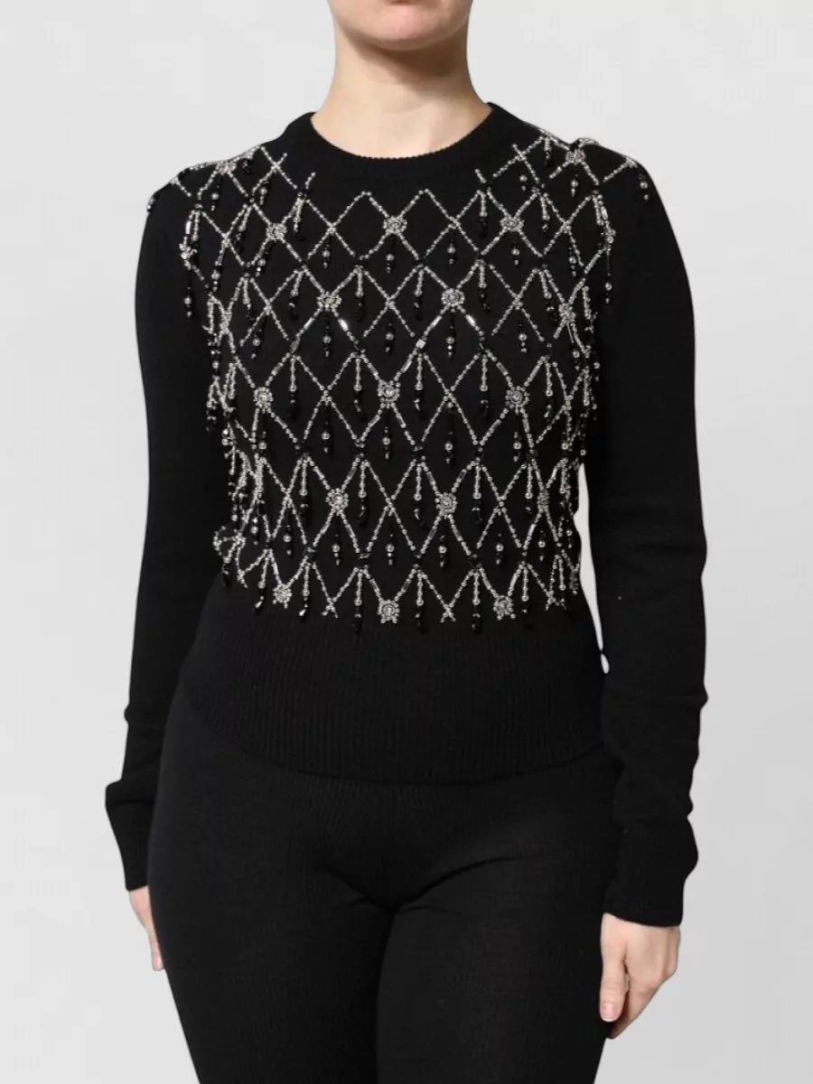 Dolce&Gabbana cashmere ribbed crystal-embellished long-sleeve jumper
