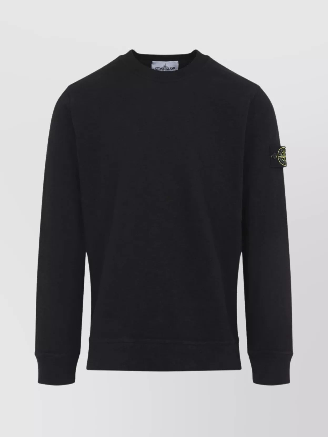 Stone Island Organic Cotton Crew Neck Long Sleeve Top In Black