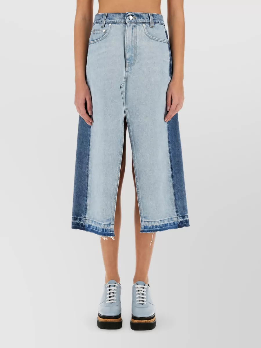 Stella Mccartney Denim Paneled High-Waisted Skirt