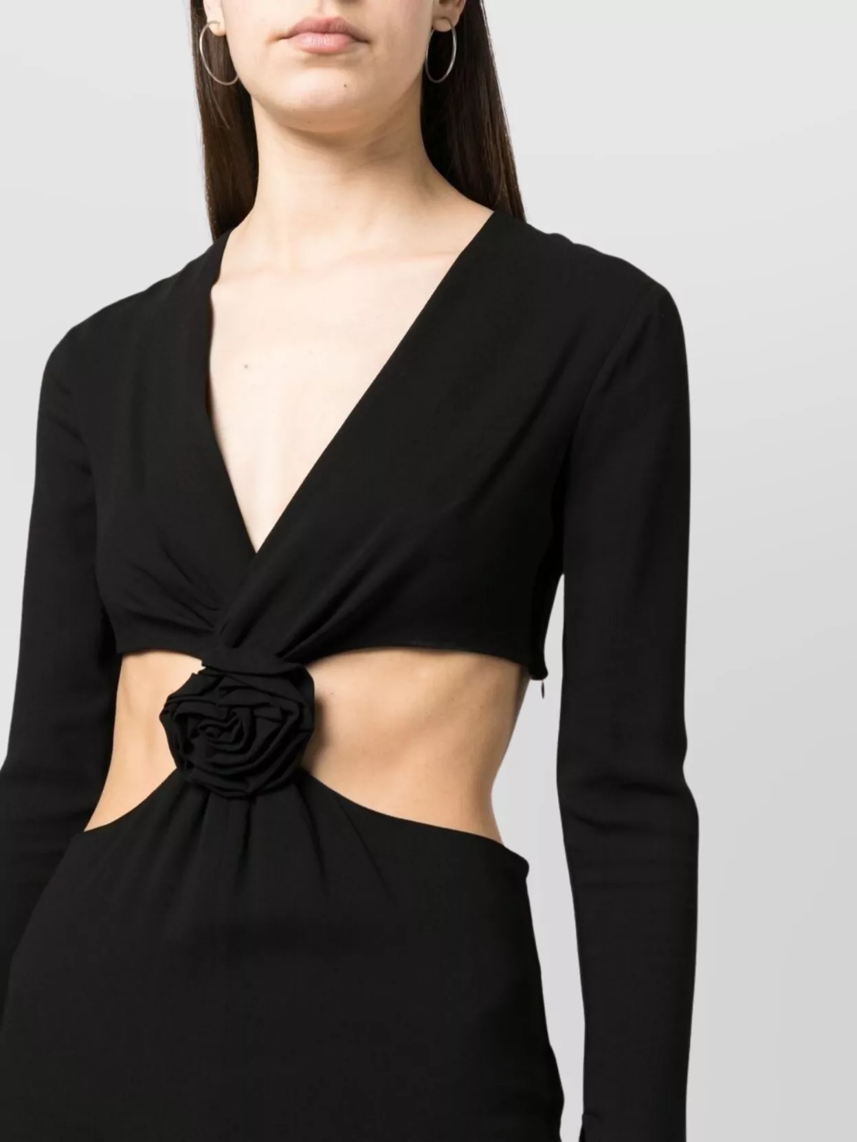 Blumarine Cut-Out Long Sleeve Dress Front Slit