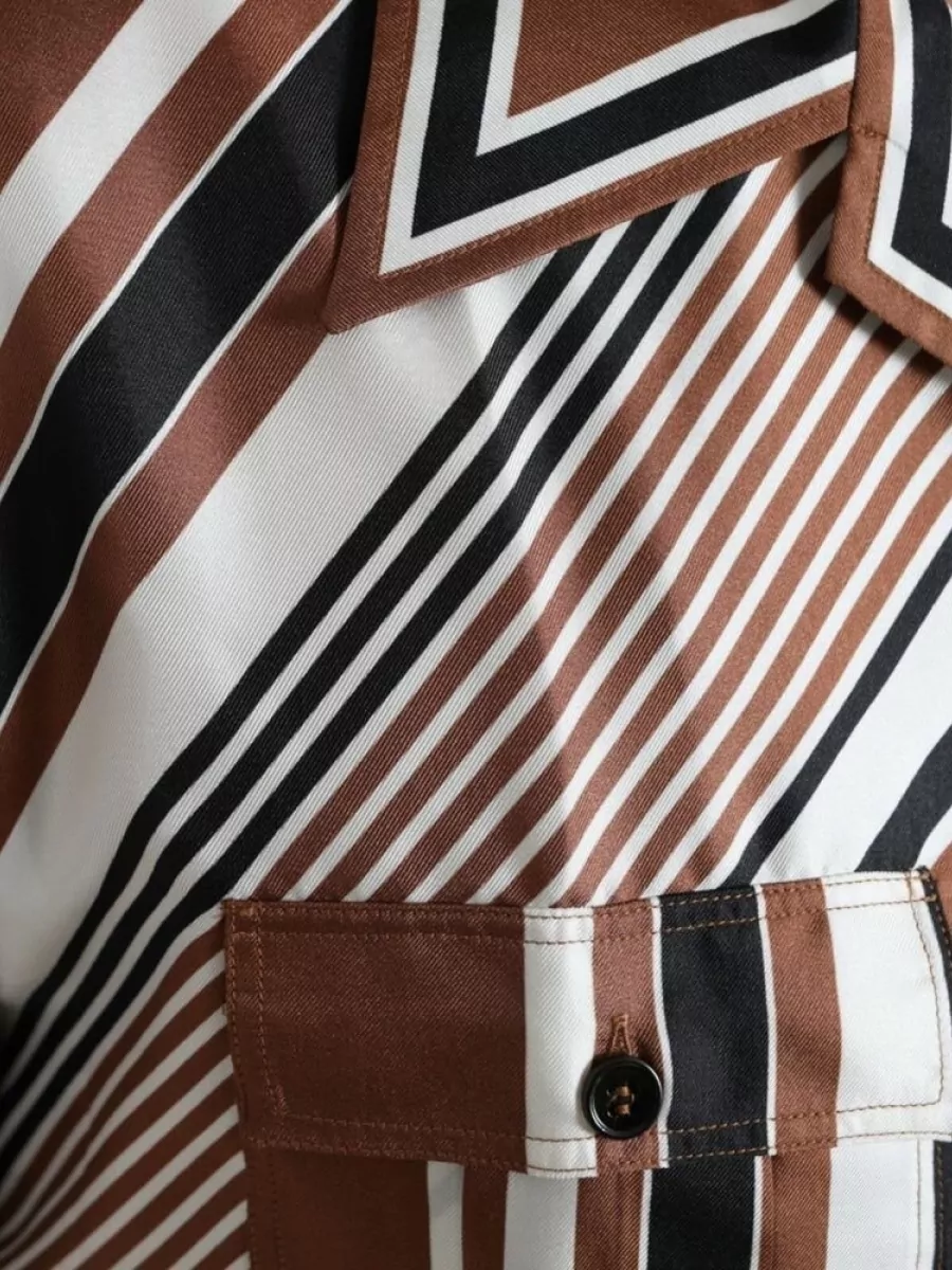 Dolce&Gabbana Silk Striped Short-Sleeve Shirt