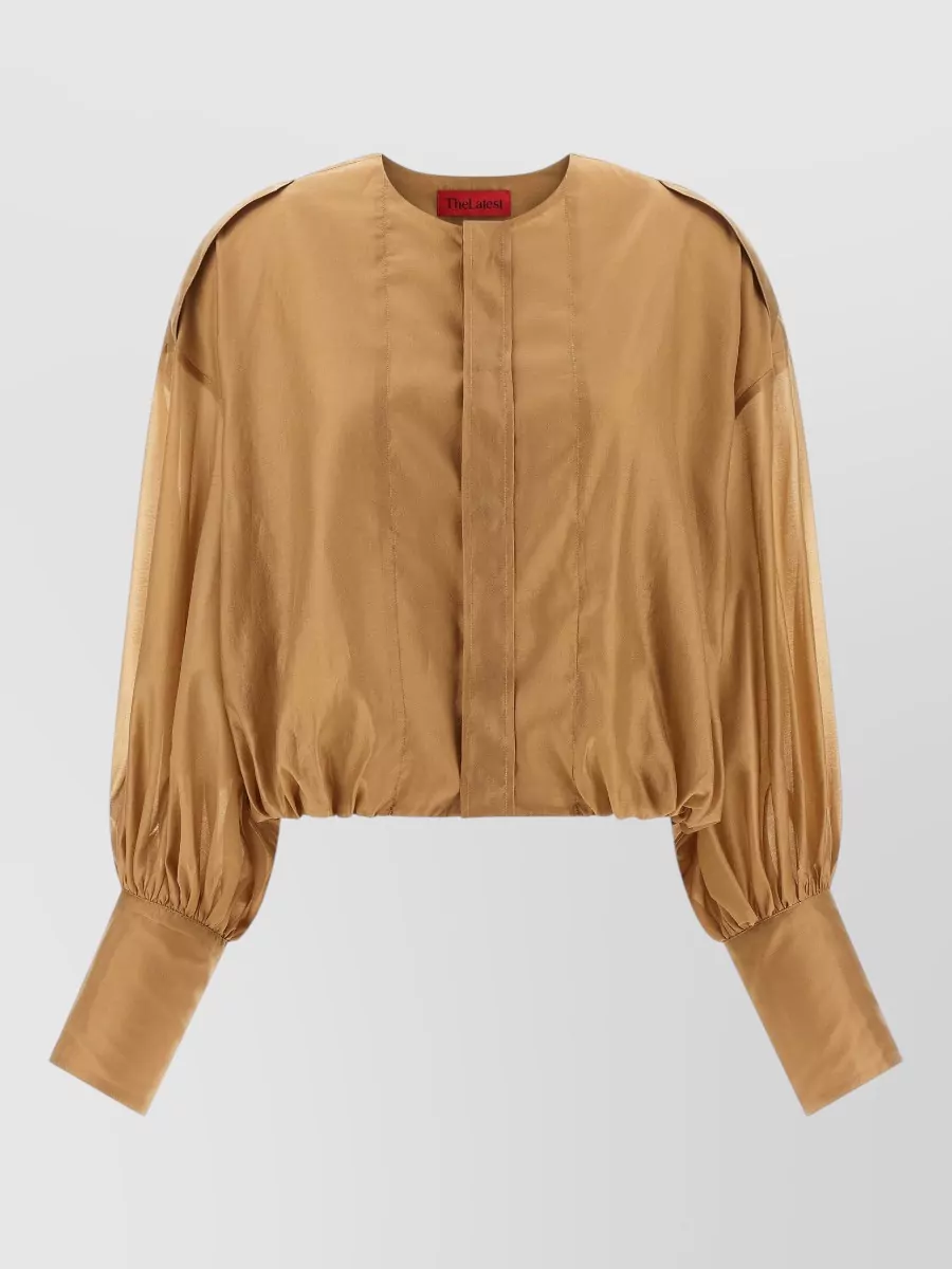 Thelatest Lyocell Diana Gathered Long-Sleeve Blouse