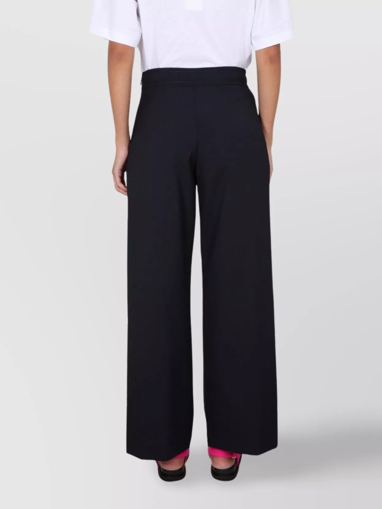 Marni High Waist Wide Leg Trousers With Elastic Waistband