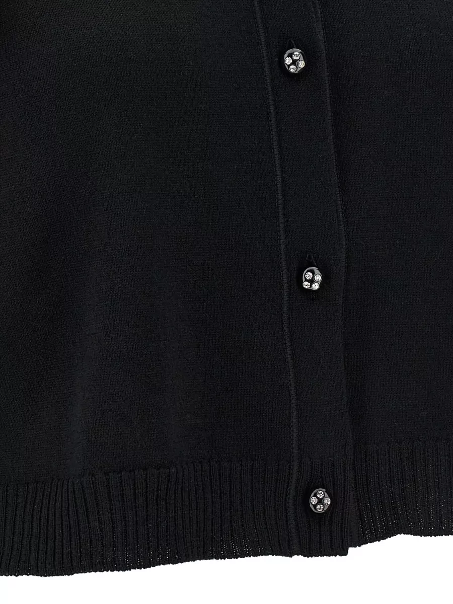 Valentino Garavani Feather Trim Knit Cardigan Faux Fur Sleeves