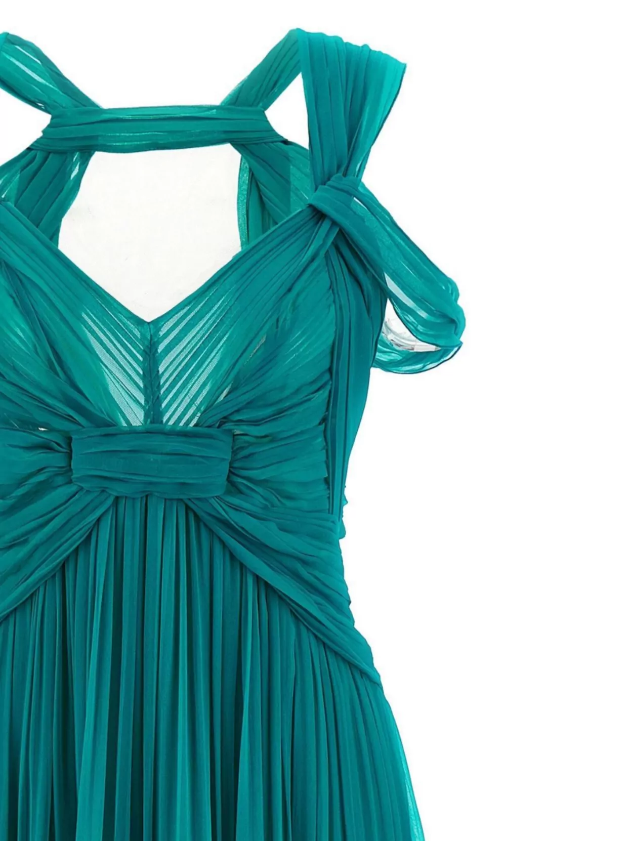 Alberta Ferretti Pleated Sleeveless Draped Cut-Out Dress