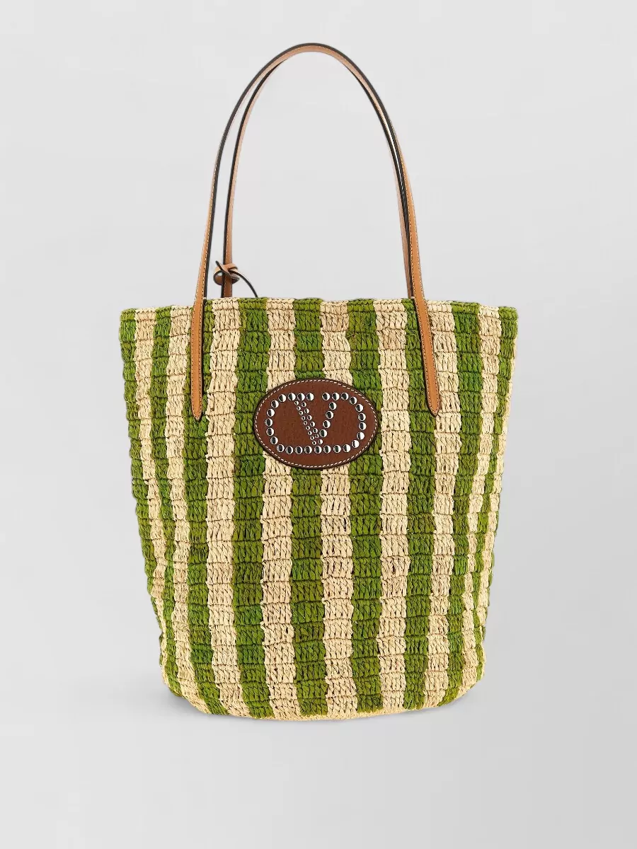 Valentino Garavani Na Raffia Striped Beach Bag
