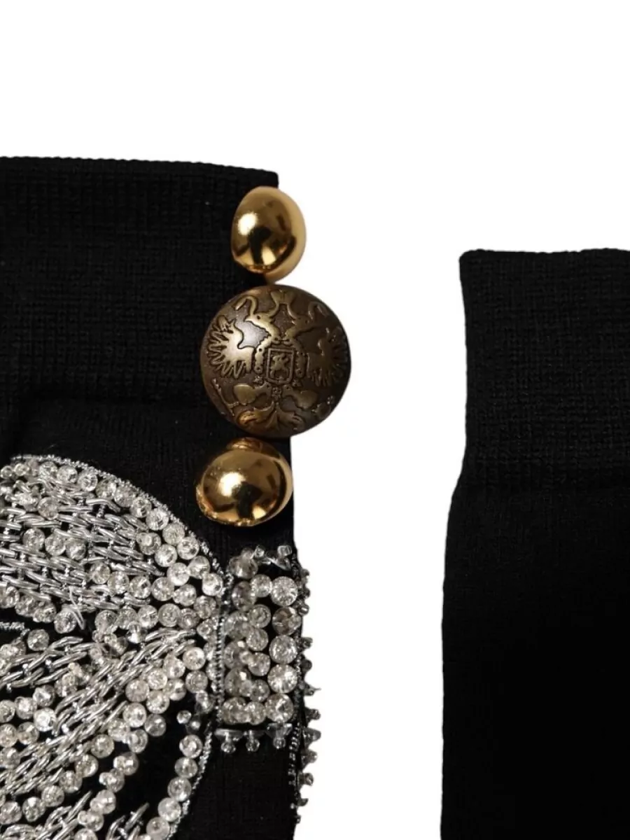 Dolce&Gabbana Virgin Wool Crystal Embellished Knee-High Socks
