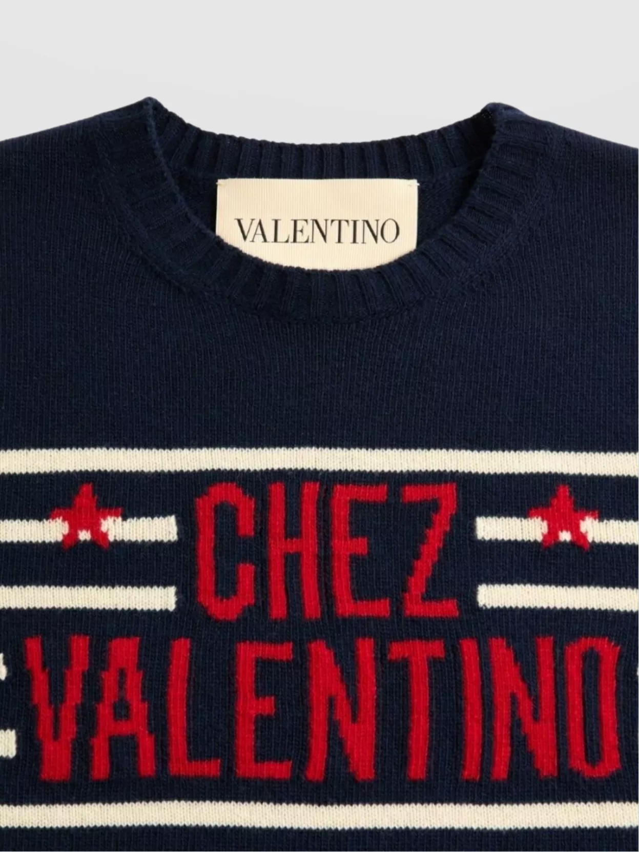 Valentino Garavani Striped Crewneck Sweater Ribbed Finish