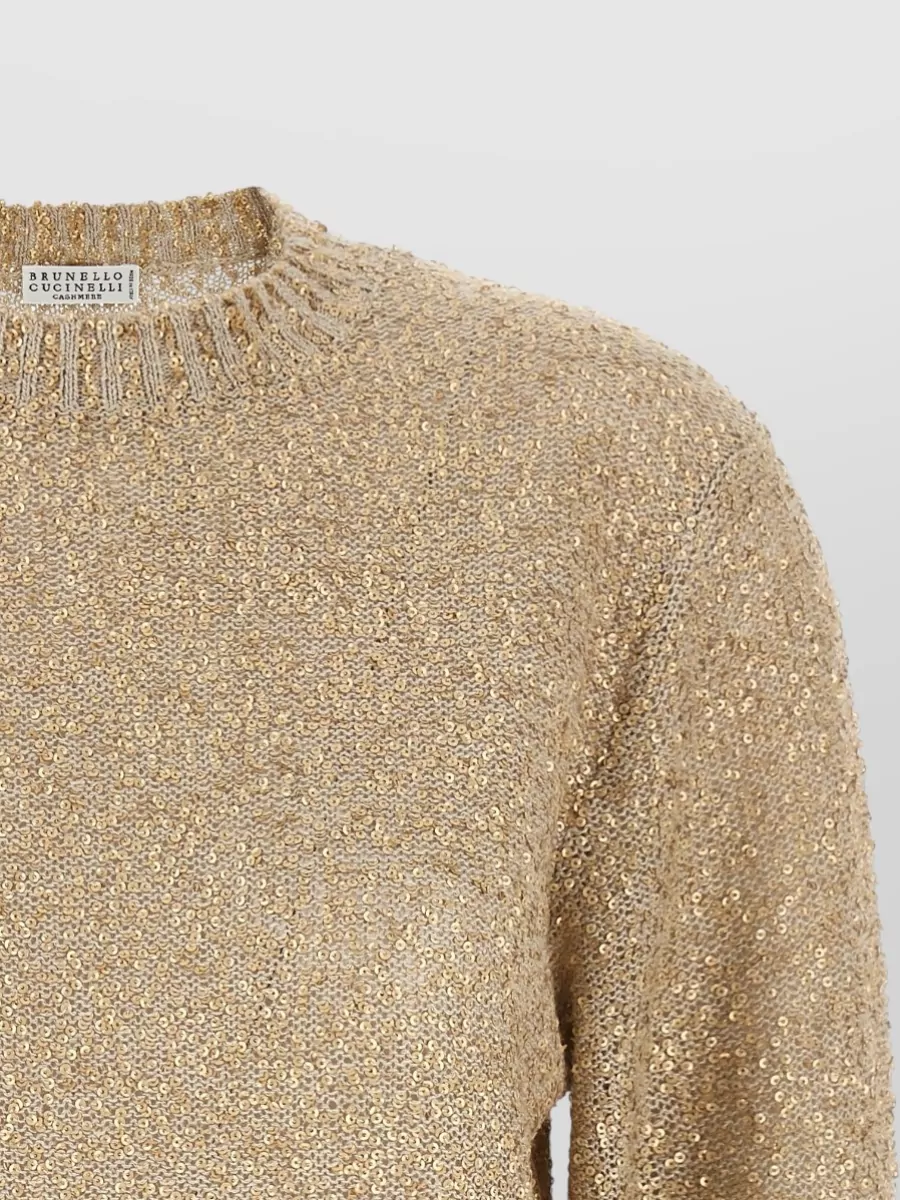 Brunello Cucinelli Sequined Ribbed Long-Sleeve Sweater