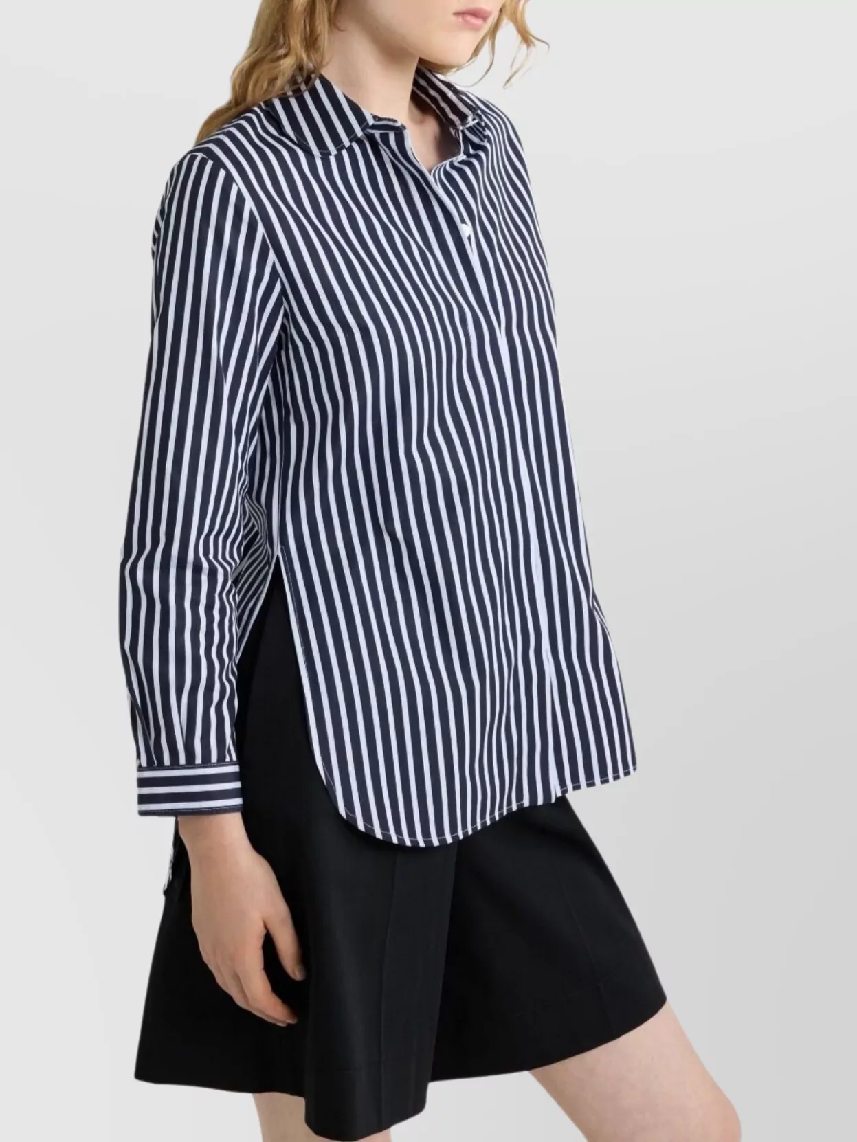 Patou Tailored Shirt In Printed Organic Cotton Poplin In Blue