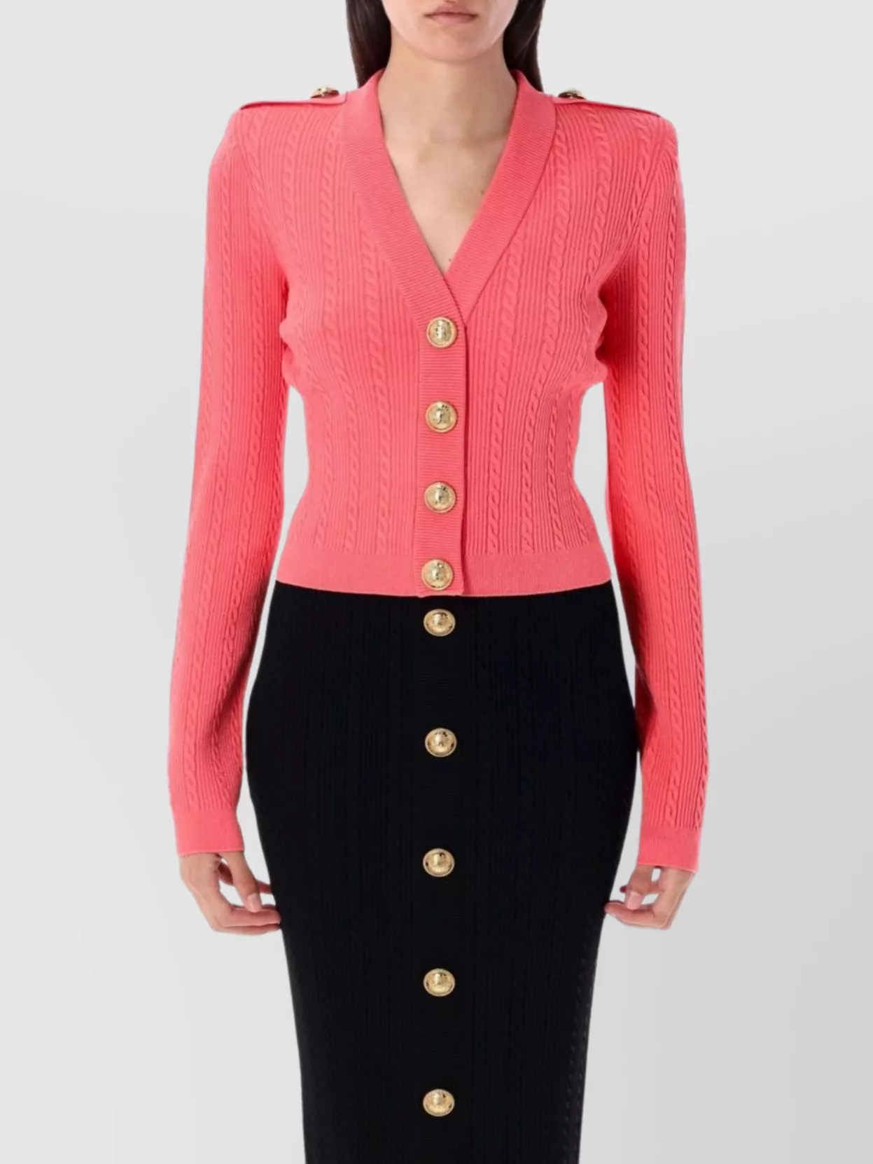 Balmain V Neck Buttoned Cardigan