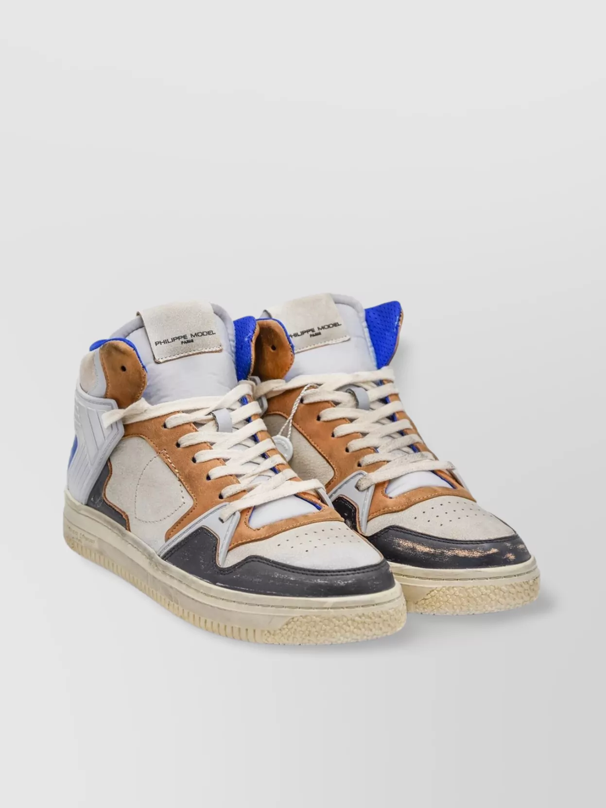 Philippe Model High-top Sneakers With Padded Collar And Rubber Sole In Neutral