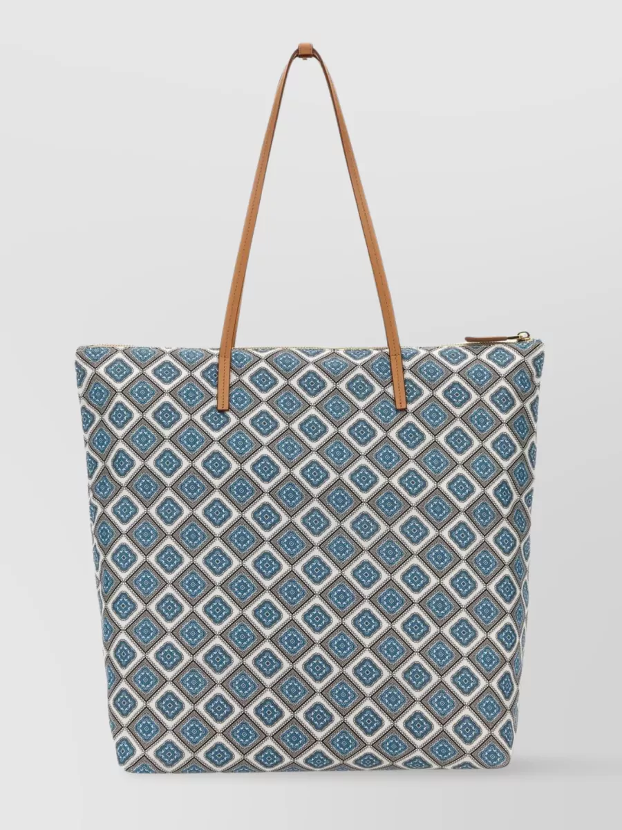 Shop Prada Patterned Eco Tote Bag In Blue