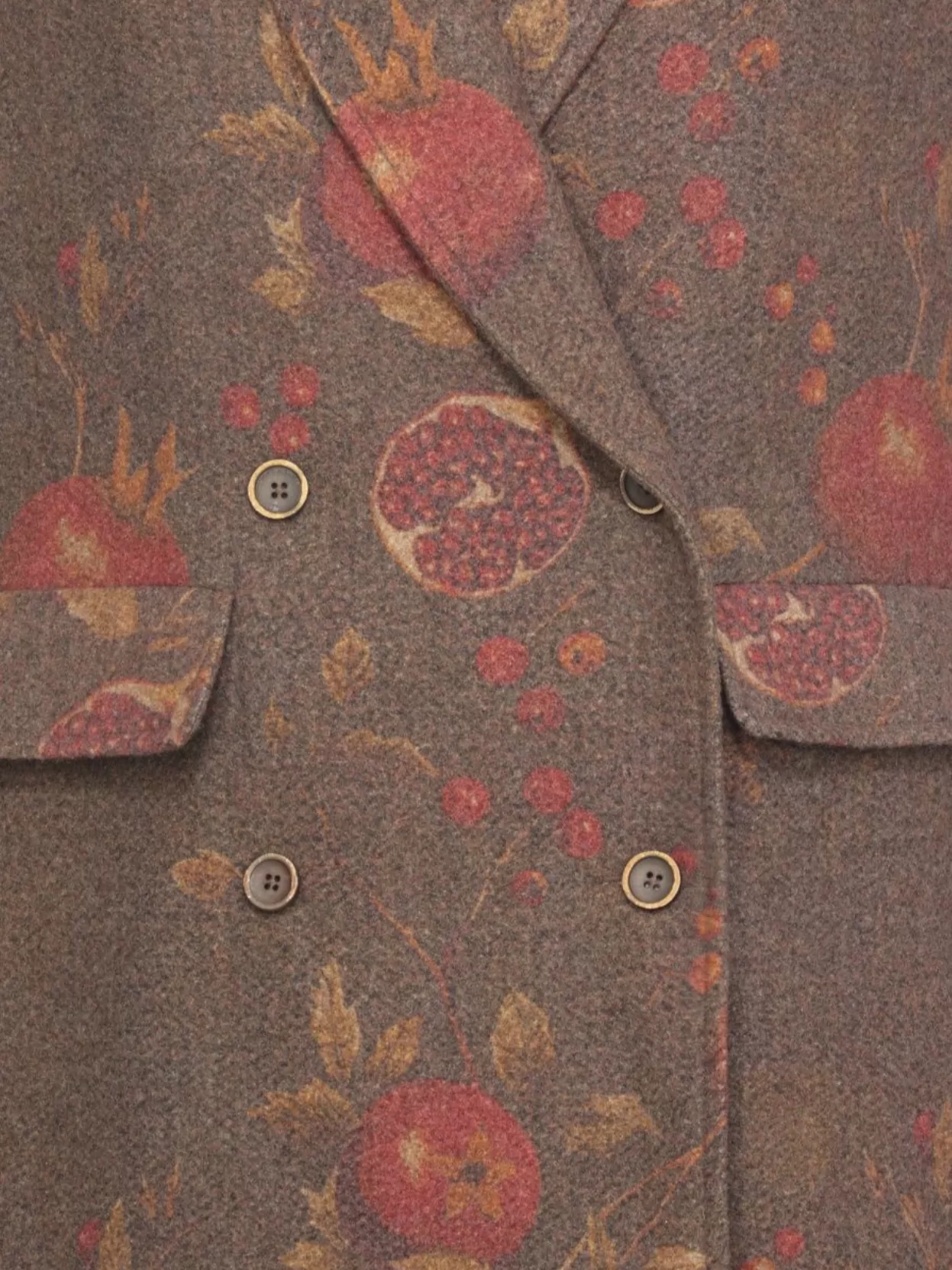 Uma Wang Double-Breasted Floral Pattern Wool Coat