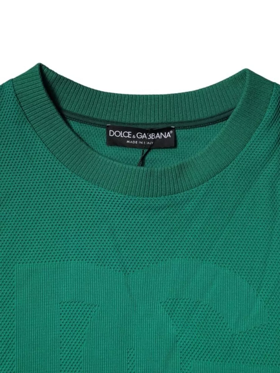 Dolce&Gabbana Nylon Logo Crew Neck Long-Sleeve Sweater