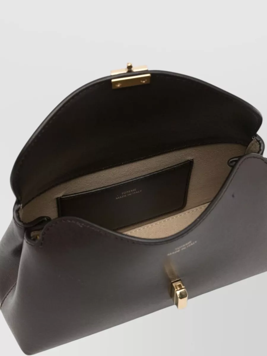 Totême Small Leather Clutch Bag Gold Tone Hardware