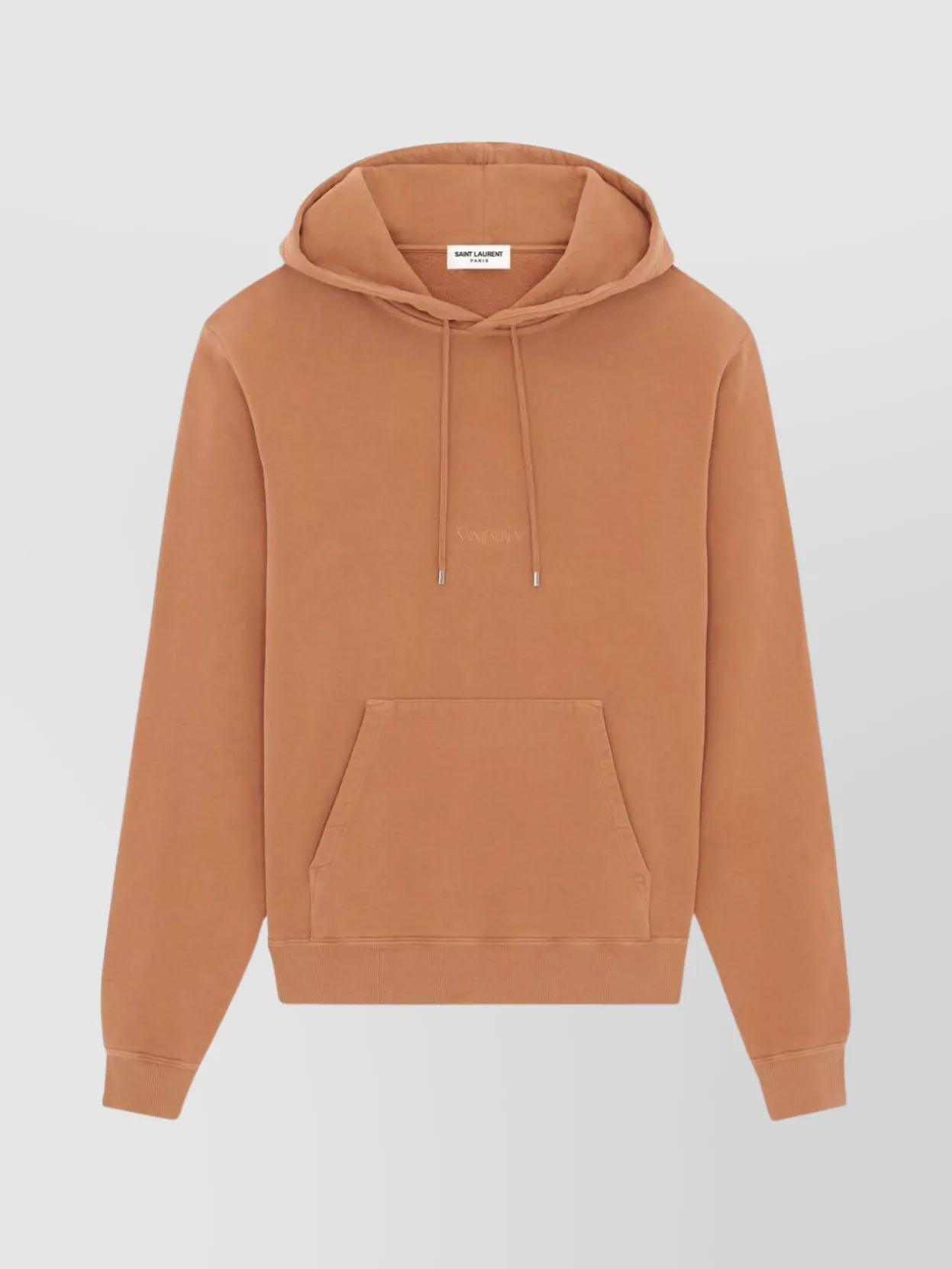 Shop Saint Laurent Hooded Sweater With Drawstring And Kangaroo Pocket In Brown