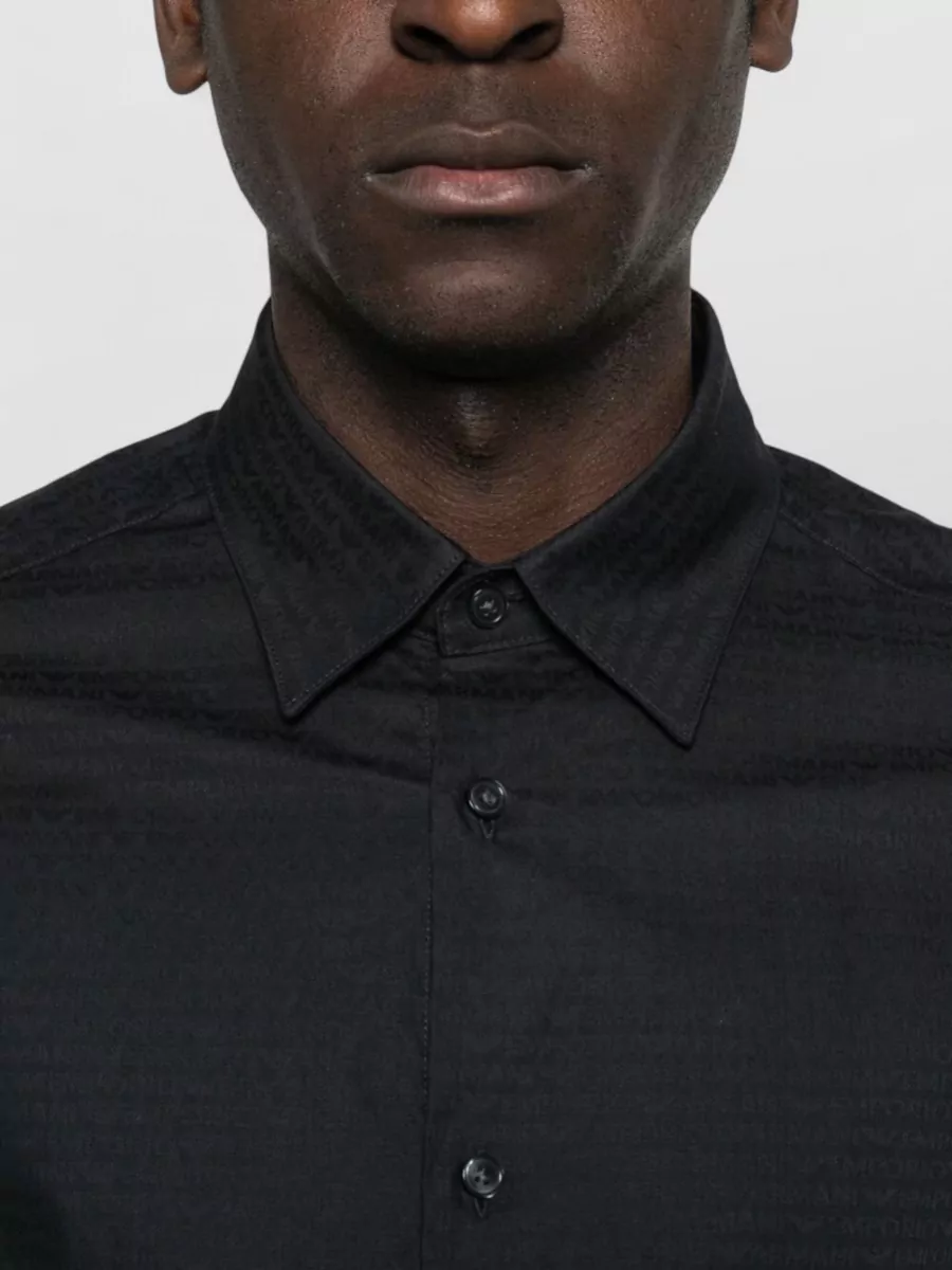 Emporio Armani Logo Cotton Shirt Long Sleeves Buttoned Collar