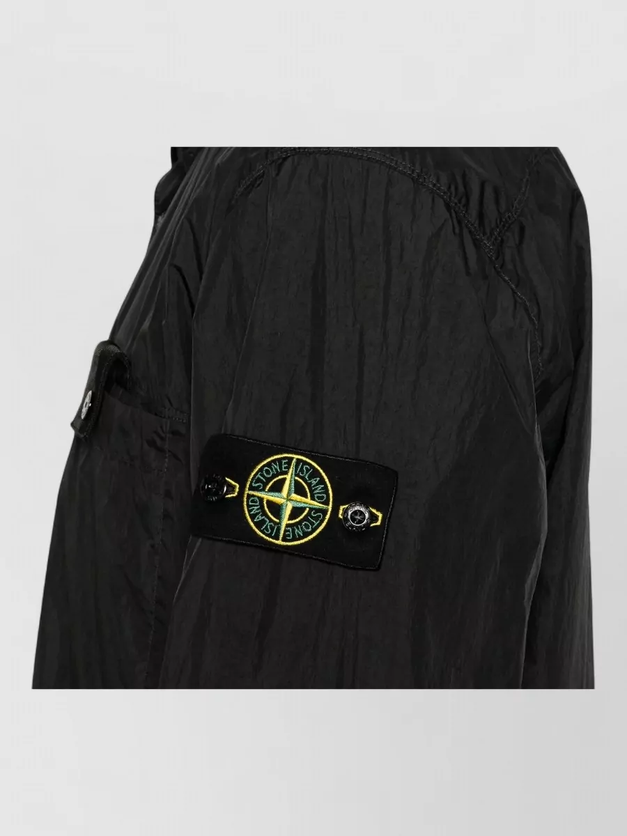 Stone Island Crinkled Nylon Single Breasted Coat