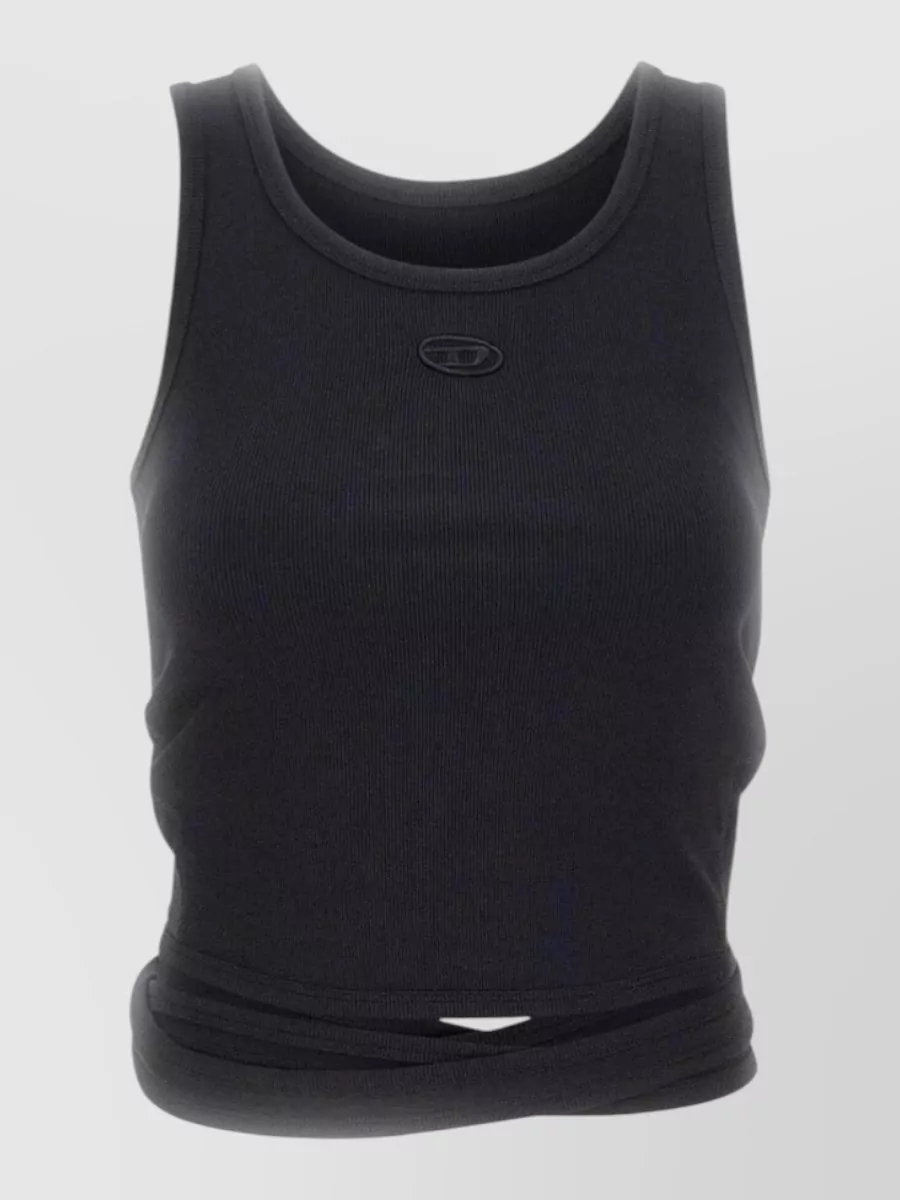 Diesel Ribbed slim-fit cropped wrap tank top