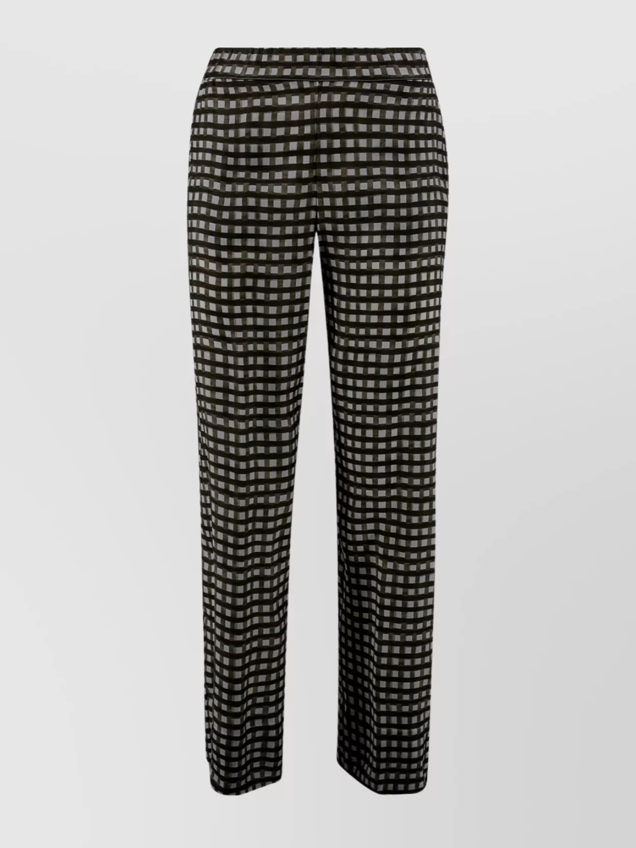 Shop Whyci Checkered Pattern Wide Leg Trousers