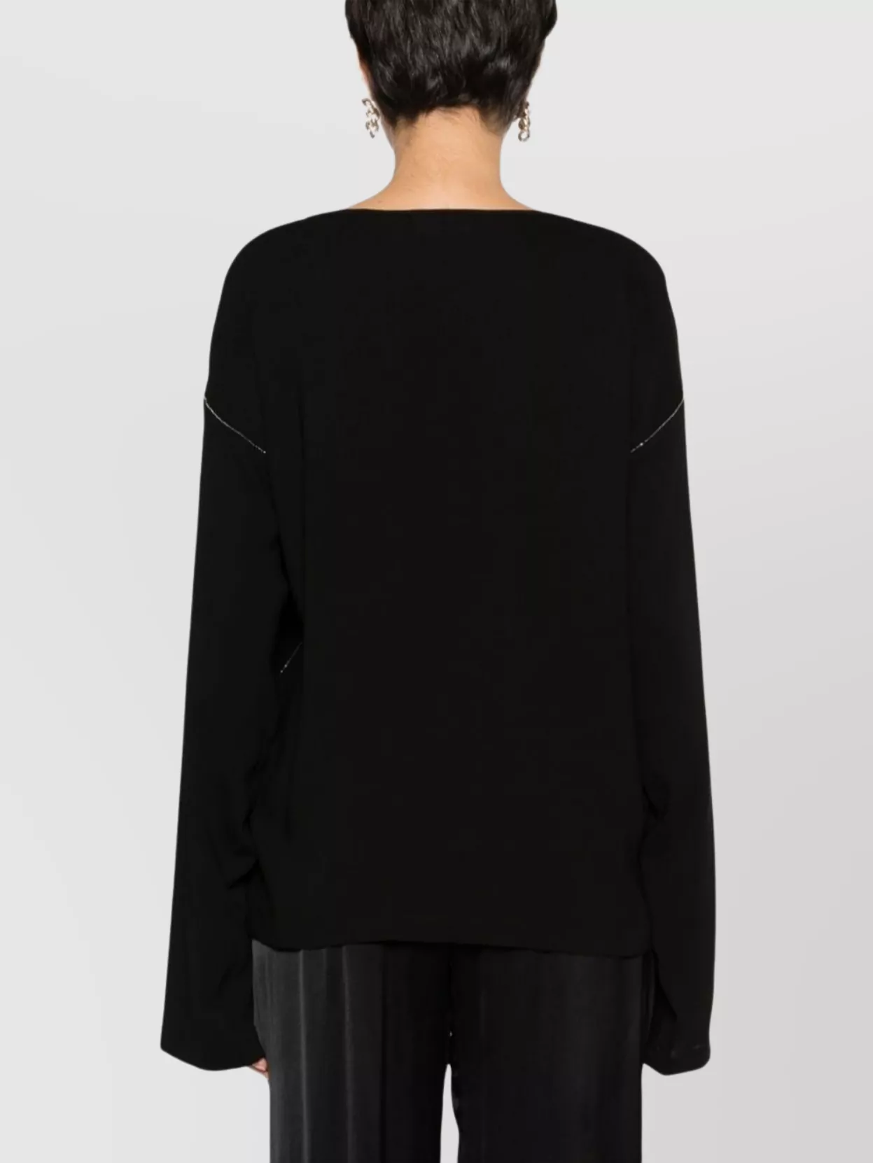 Fabiana Filippi Beaded Trim Crepe Top With Drop Shoulder