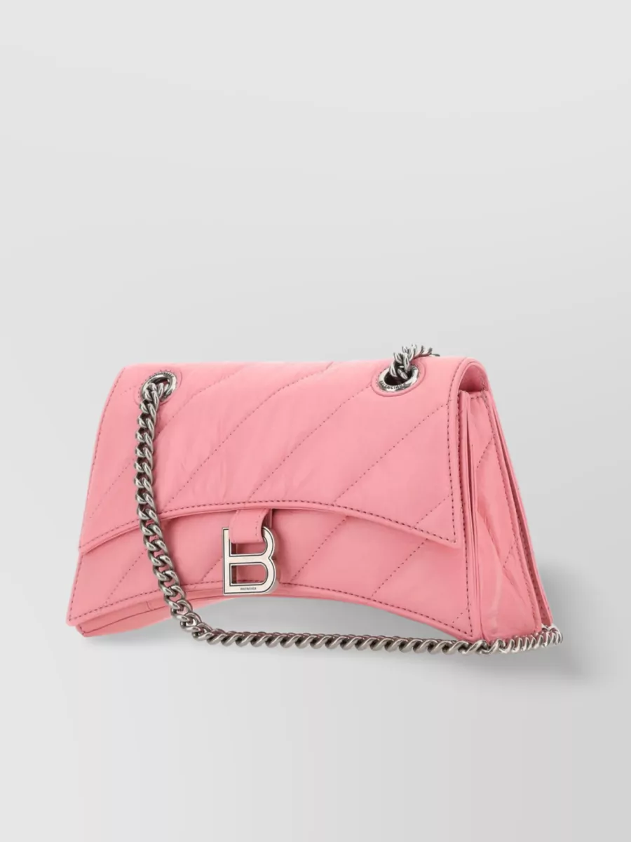 Shop Balenciaga Crush Crushed Leather Shoulder Bag In Pink