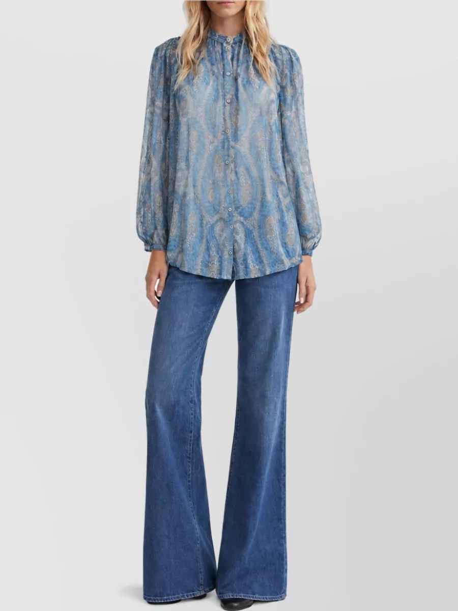 Etro Paisley Print Shirt High Neck Sheer