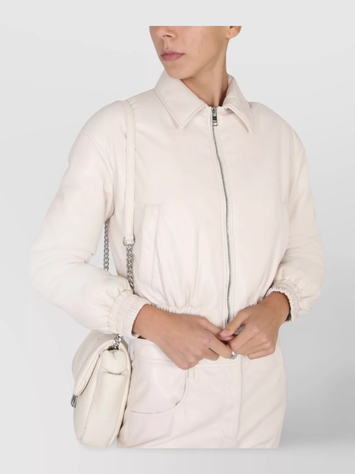 Msgm Collared Neck Jacket Elasticated Hem