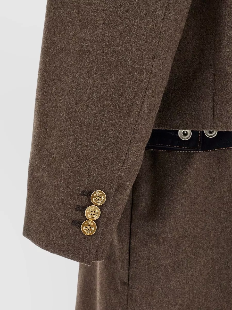 Sacai Wool Flannel Denim Paneled Coat