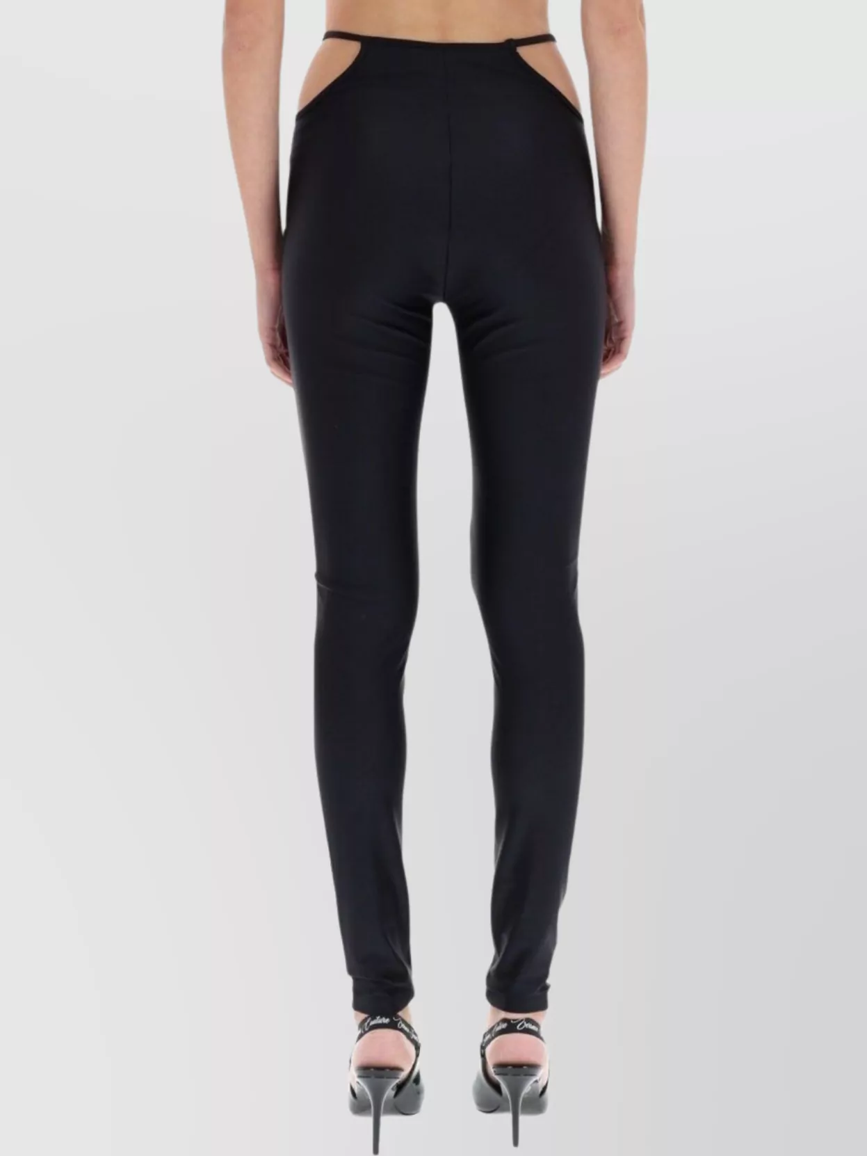 Versace Jeans Couture High Waist Cut-out Ankle Trousers In Black