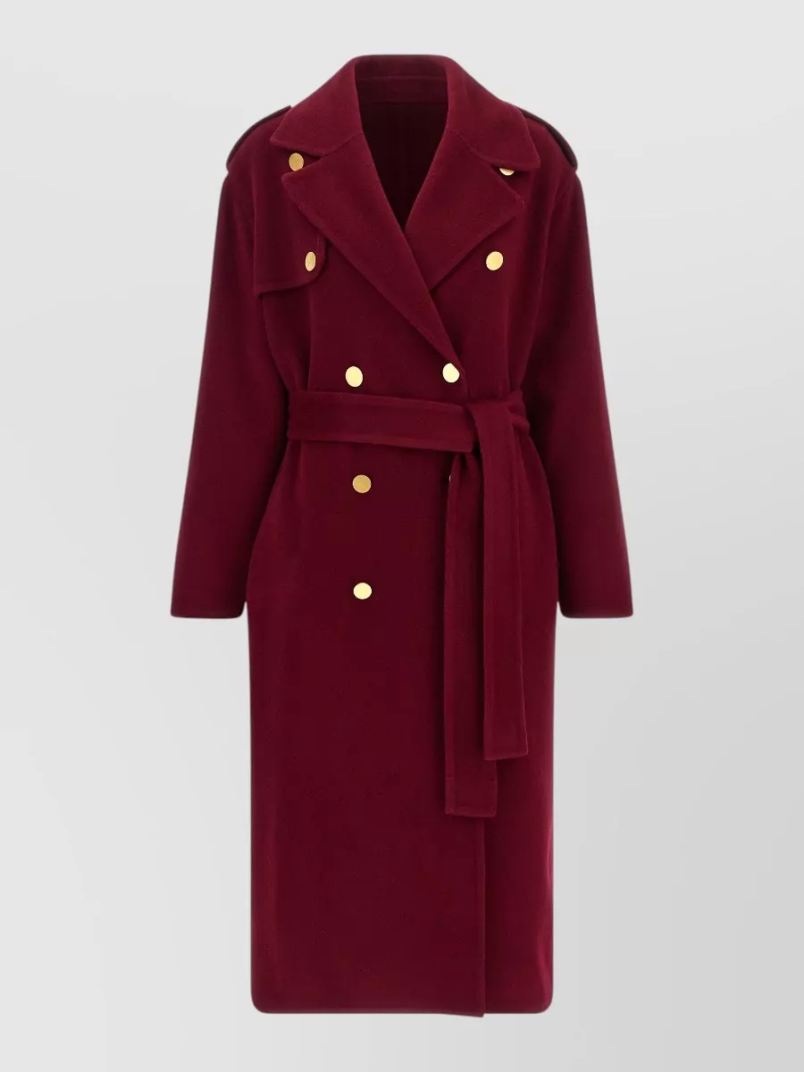 Alberta Ferretti cashmere wool double-breasted belted long coat