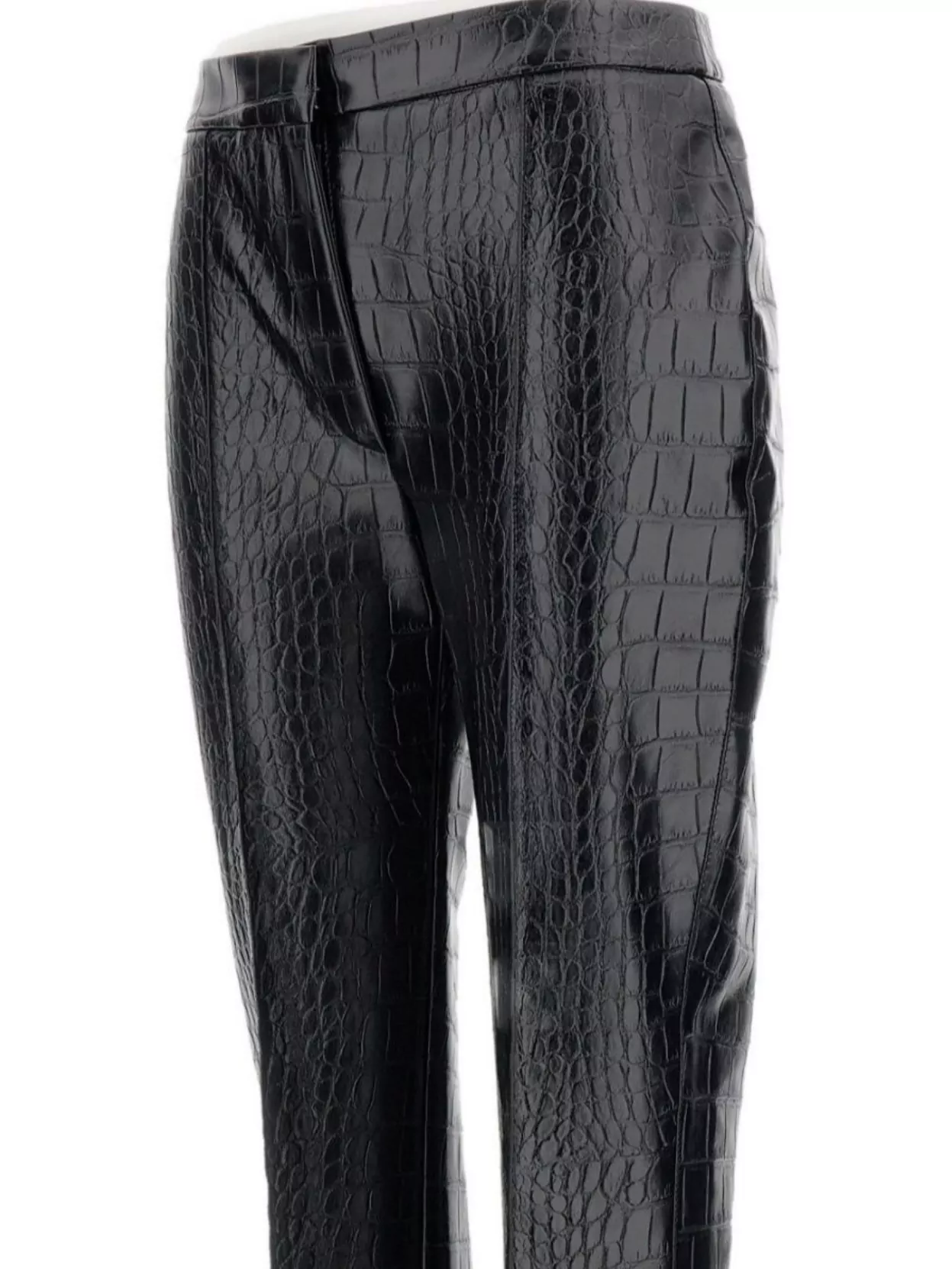Elisabetta Franchi High Waisted Flared Trousers With Crocodile Effect