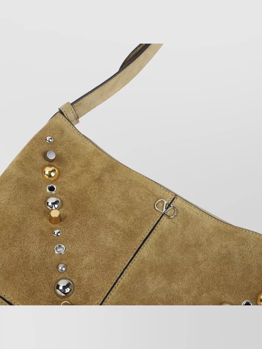 Valentino Garavani Medium Suede Crossbody Bag Fringes Studs