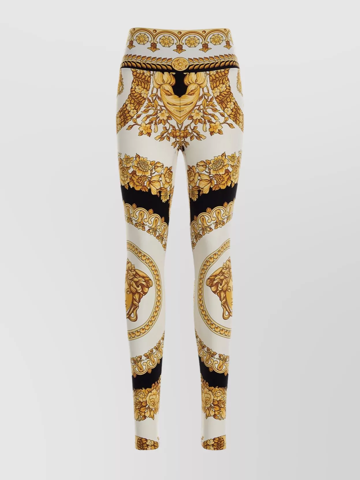 Versace 'high-waisted Slim Fit Leggings With Decorative Pattern' In Multi