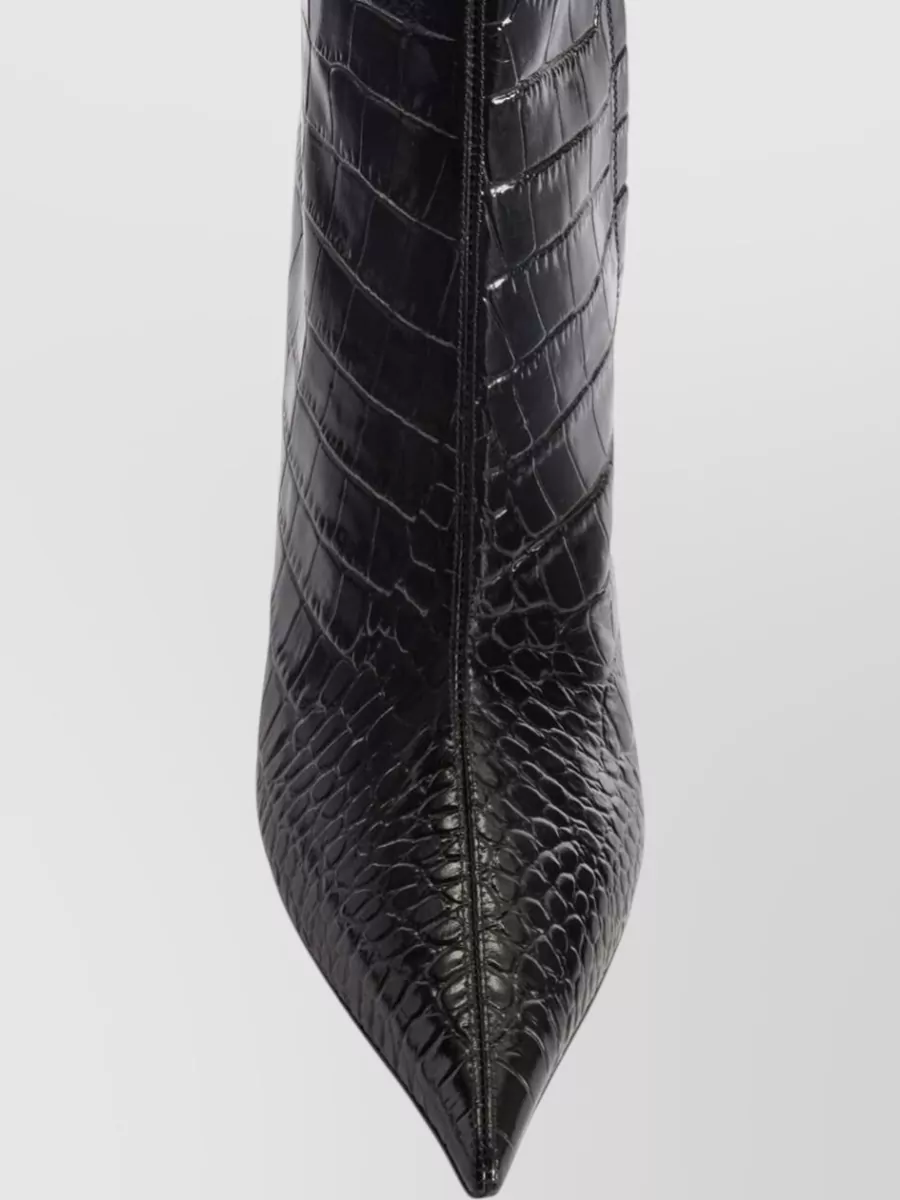 Paris Texas Leather Crocodile-Effect Knee-High Boots