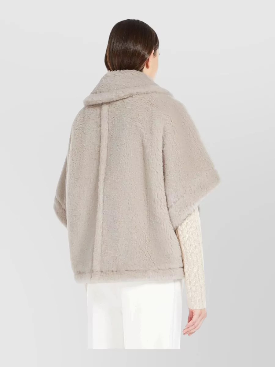Max Mara Alpaca Wool Silk Boxy Teddy Cape
