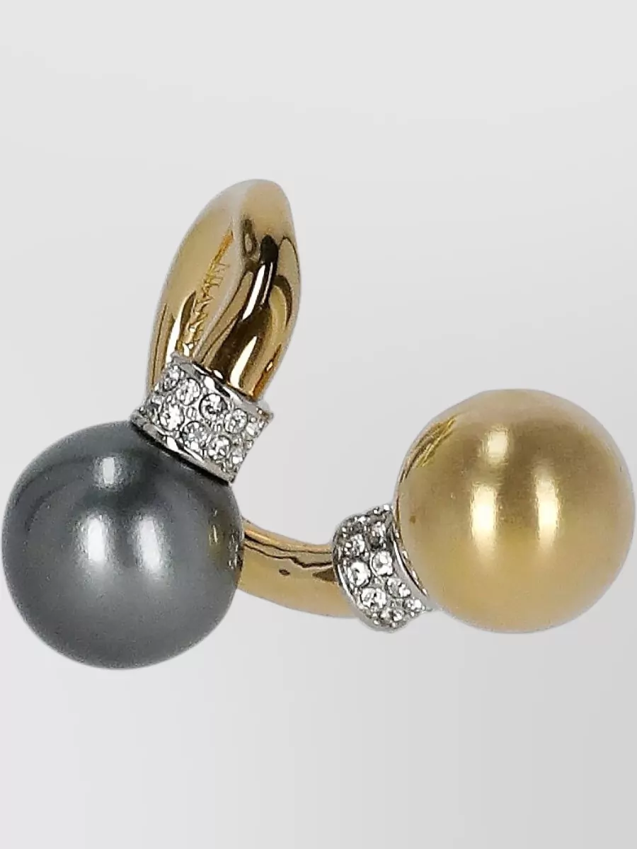 Lanvin crystal embellished brass ring