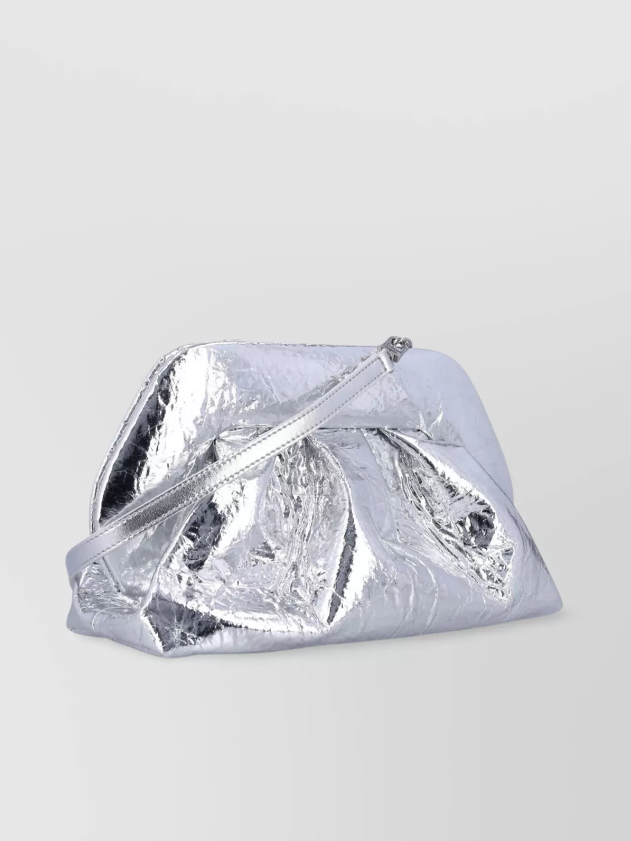 Themoirè Metallic Pleated Clutch Wrist Strap