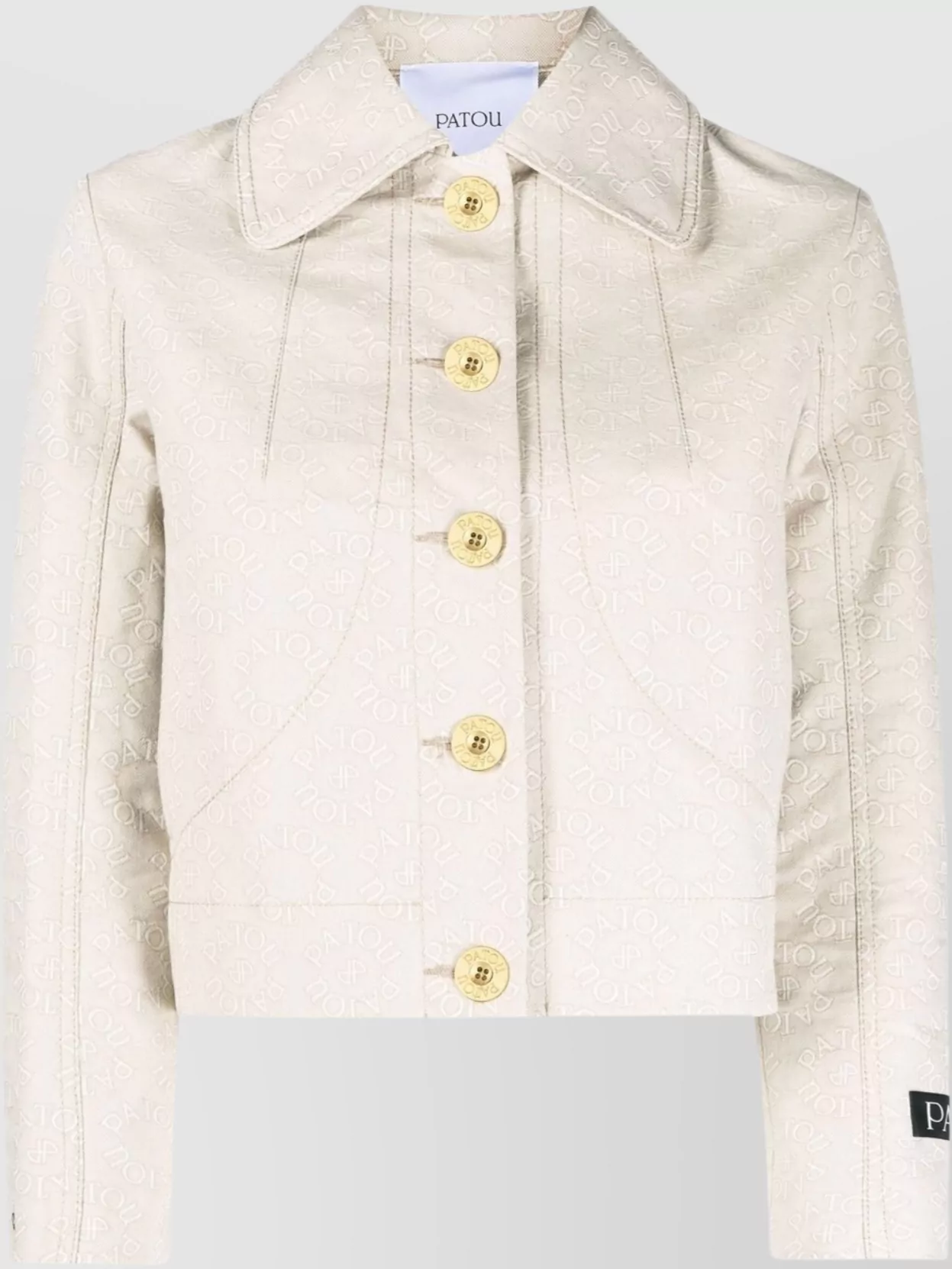 Shop Patou Cropped Stitched Blazer With Long Sleeves In White
