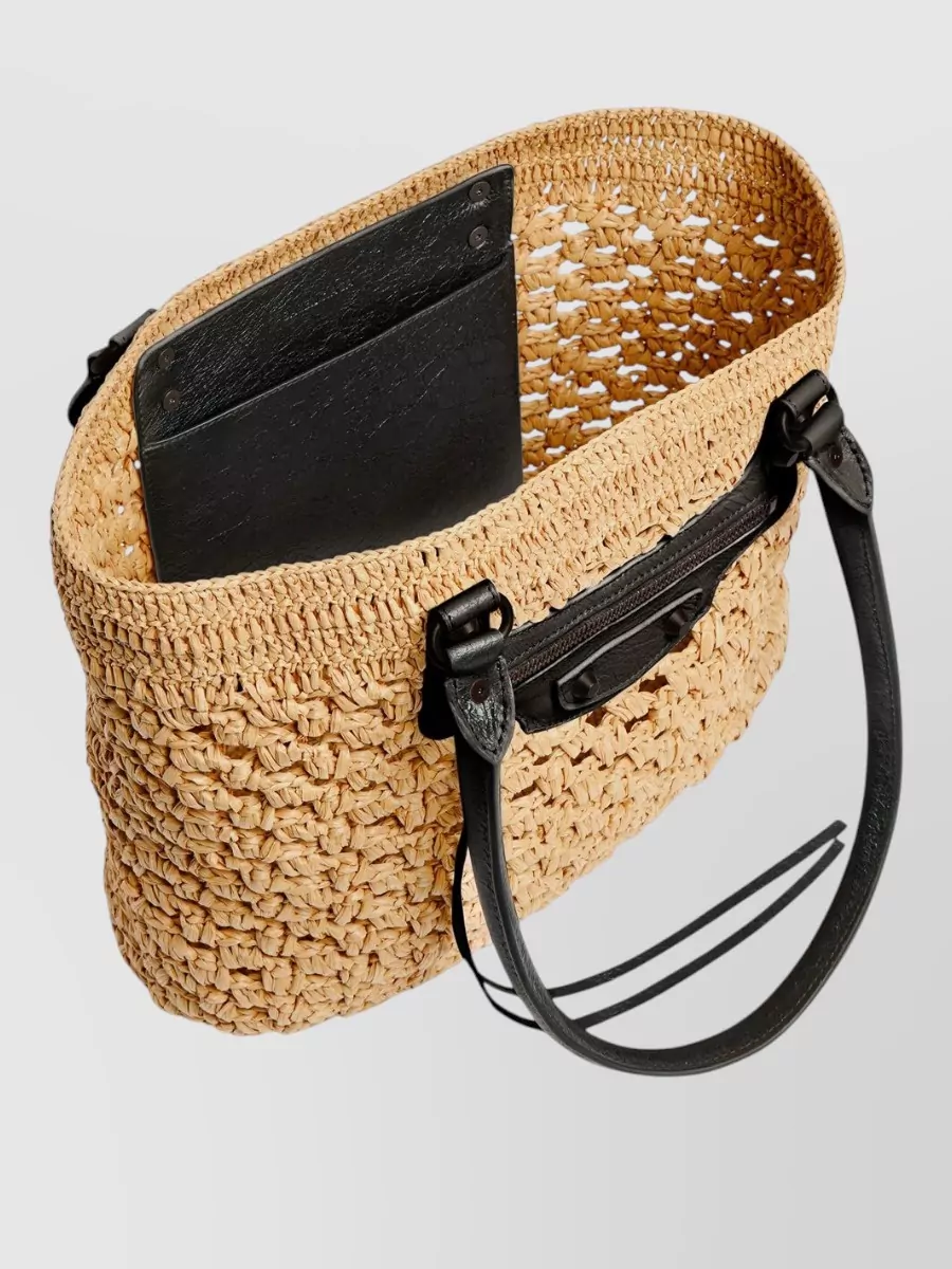 Balenciaga Le City Medium Raffia Beach Bag